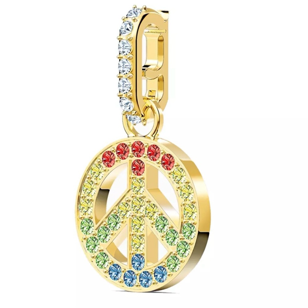 Swarovski Peace Charm – Gold and Multi-colored Crystals